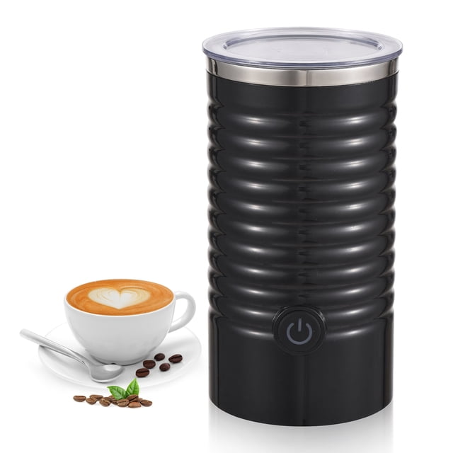 550W 120V Electric Milk Frother & Heater - 120ml Frothing, 240ml Heating Capacity, ABS & Stainless Steel, Black, US Plug - Portable Home Milk Foamer for Coffee, Cappuccino, Latte with Egg Beating
