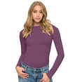 thumbnail image 4 of M&M SCRUBS Women's Long Sleeve Crop Tops Buttery Soft Y2K Baby Tee Super Stretch Casual, Workout Shorts T-Shirts (Argyle Purple, X-Large), 4 of 6