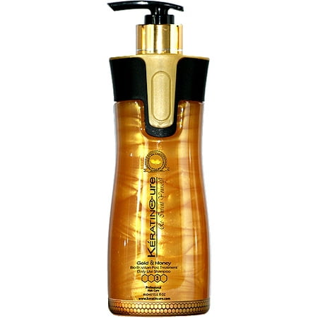 Keratin Cure Brazilian Daily Use Gold & Honey Shampoo Sulfate Free Shampoo - Best for Damaged, Dry, Curly or Frizzy Hair - Thickening for Fine/Thin Hair, Safe for Color-Treated, Keratin Treated 15 (The Best Shampoo For Thin Hair)