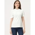 thumbnail image 4 of Camisa con cuello de volantes para mujer Blusa de terciopelo de manga corta blanco M, 4 of 5