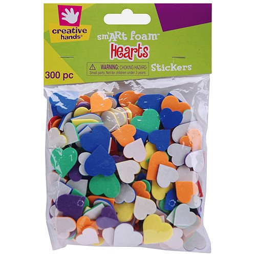 Foam Stickers Hearts, 300pk