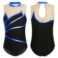 thumbnail image 6 of XUNZOO Kids Girls Sleeveless Ballet Dance Leotard Sheer Mesh Splice Gymnastics One Piece Bodysuit Royal Blue 4, 6 of 7
