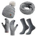 thumbnail image 1 of Gray Gray Winter Accessory Set With Hat Scarf Gloves And Socks Crafted For Women Comfort And Style In Freezing Temperatures, 1 of 7