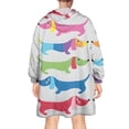 thumbnail image 2 of Wearable Oversized Blanket,Colorful Funny Dachshund Wearable Blanket Hoodie for Adults,Cozy Hooded Blankets with Super Pockets,Super Warm Fuzzy Pullover for Women & Men, 2 of 6