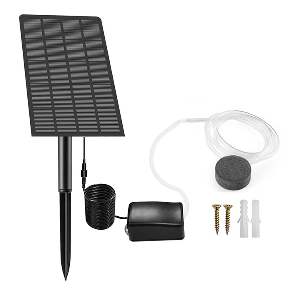 Yajisi Solar Air Pump Oxygenator Aquarium Pond Aerator with Air Hose and Bubble Stone for Outdoor Fish Tanks Garden Pond Pool Aquarium High Efficiency Oxygen Supply Quiet Operation