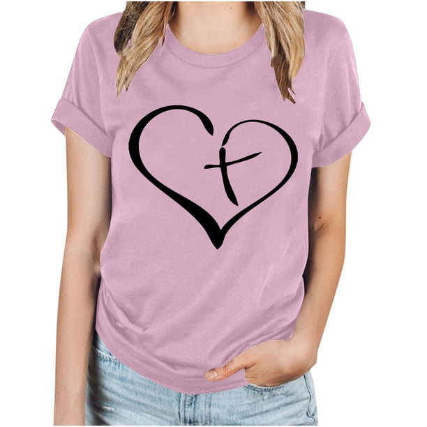Blusas de Manga Corta para las Mujeres Imprimir Cuello Redondo Camiseta, Blusa Clásica Vintage para la Primavera Y el Verano