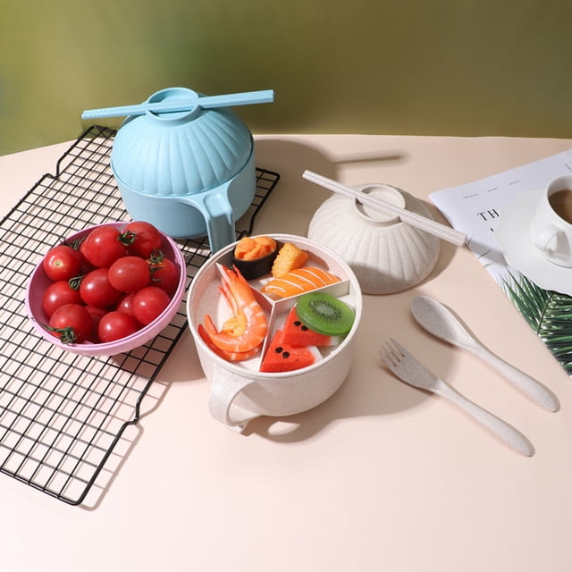 Sentmoon Ramen Bowl Noodle Bowl Instant Bowl Instant Cup with Compartment Instant Bowl and Chopsticks Cutlery Set Instant Bucket for Dormitory for College Dorm and Dorm Room