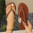 thumbnail image 2 of KIJBLAE Women's Classic Open Toe Flip Flop Sandals, Lightweight Flat Comfort Casual Summer Beach Outdoor Daily Vacation Slides Brown 37, 2 of 9