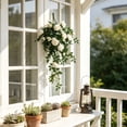 thumbnail image 6 of Artificial Rose Hanging Basket Flowers for Outdoor Indoor Decor, Faux Rose Bush with Woven Basket, UV Resistant Fake Plant for Porch Patio Balcony, Home Ornaments for Spring Summer, 6 of 6