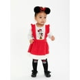 thumbnail image 2 of Disney Minnie Mouse Baby Girl Top, Pinafore and Tights Outfit Set, 3-Piece, Sizes 0/3-24 Months, 2 of 14