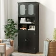 thumbnail image 4 of Costway 58.5" Tall Bathroom Storage Cabinet Freestanding Linen Cabinet with Shelves Black, 4 of 10