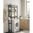 thumbnail image 4 of CRXX Over-The-Toilet Storage, 3-Tier Bathroom Organizer Over Toilet with Adjustable Shelves, Hooks, Bamboo, Freestanding Space Saver Bathroom Shelves, Rustic Brown and Ink Black, 4 of 7