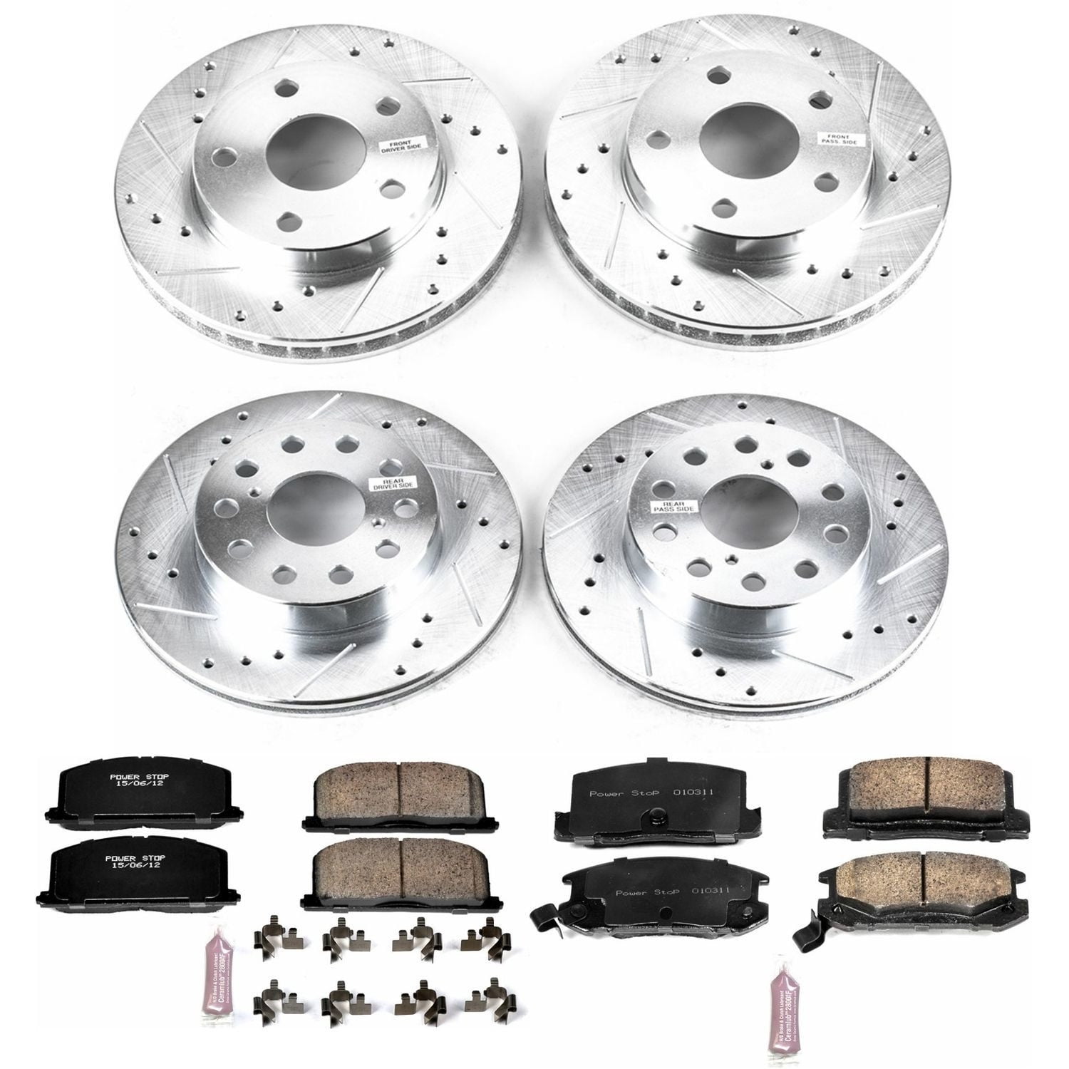 PowerStop Front and Rear Z23 Evolution Sport Carbon-Fiber Ceramic Brake Pad and Drilled & Slotted Rotor Kit Fits: TOYOTA Select Models K4342