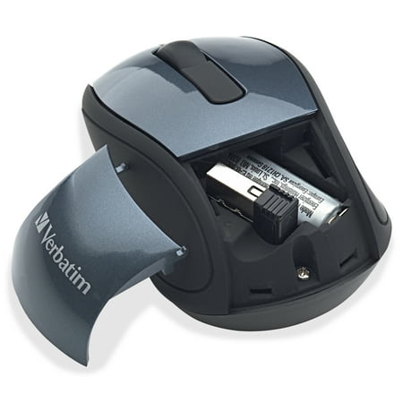 Verbatim Wireless Mini Travel Optical Mouse - Graphite - Radio Frequency - USB - 1600 dpi - Scroll Wheel