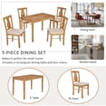 thumbnail image 4 of 5-Piece Kitchen Dining Table Set, Wooden Rectangular Dining Table and 4 Upholstered Chairs with Backrest for Kitchen, Dining Room and Cafes, Natural Wood, 4 of 9