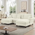 thumbnail image 5 of Classic Comfy Modular U Shape Sectional Sofa with Flared Arms Removable Ruffles and Spindle Legs Chenille Upholstered Deep Seat Cloud Couch with Movable Ottomans Beige White, 5 of 9