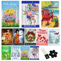 Country Charm Garden Flags (Set of 10) Double Sided 12 x 18 inch Seasonal Outdoor Flags with Wind Clip and Stopper