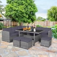 thumbnail image 1 of Patiojoy Outdoor Wicker Coversation Set, 7 Piece, with Gray Cushions, 1 of 10