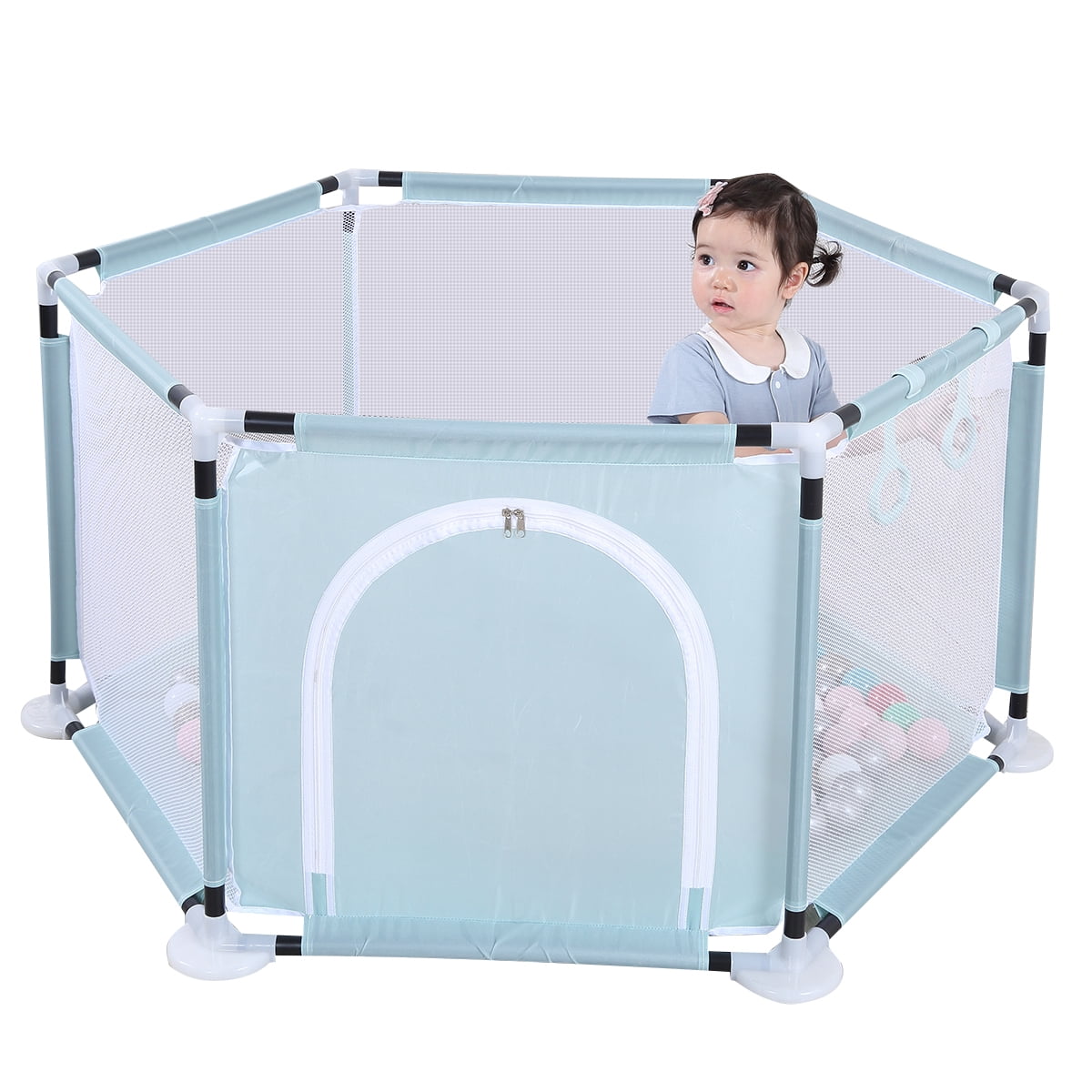SINGES Deluxe Portable Baby Playpen, 6Panel Play Yard with Breathable