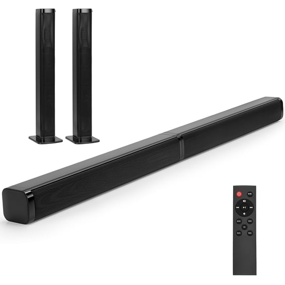 Sound Bars for TV, Bluetooth 5.0 Surround Sound System for TV Wireless Connect, 2 in 1 Separable Soundbar for Home Theater, ARC/Optical/USB Cables & Remote TV Speakers, Wall Mountable