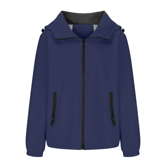 Timegard Womens Lightweight Jackets Windbreaker Zipper up Outdoor Windproof Hooded Active Rain Coat