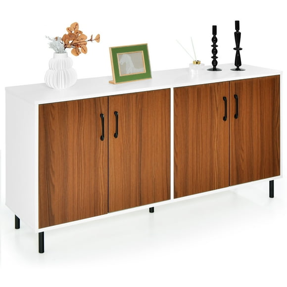 Costway Buffet Server Sideboard Kitchen Storage Cabinet Cupboard with Shelves & 4 Doors