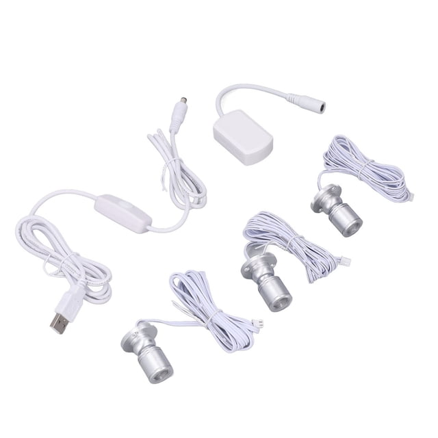 USB Powered Mini LED Spotlights, Multifunctional And Adjustable For Art Pieces, Plants, Pictures, Showcases Cabinets, Jewelry, 6.6ft Wiring