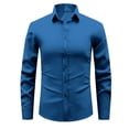 thumbnail image 2 of Domuza Stretch Mens Dress Shirts Long Sleeve Wrinkle Free Business Casual Button Down Shirts Formal Shirts Royal Blue S, 2 of 6