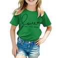 thumbnail image 2 of Adeawade Valentine'S Day T Shirts For Girls Boys Girls Short Sleeve Letter Prints T Shirt Tops Crewneck Tee Casual Spring Clothes 6-7 Years Green, 2 of 4