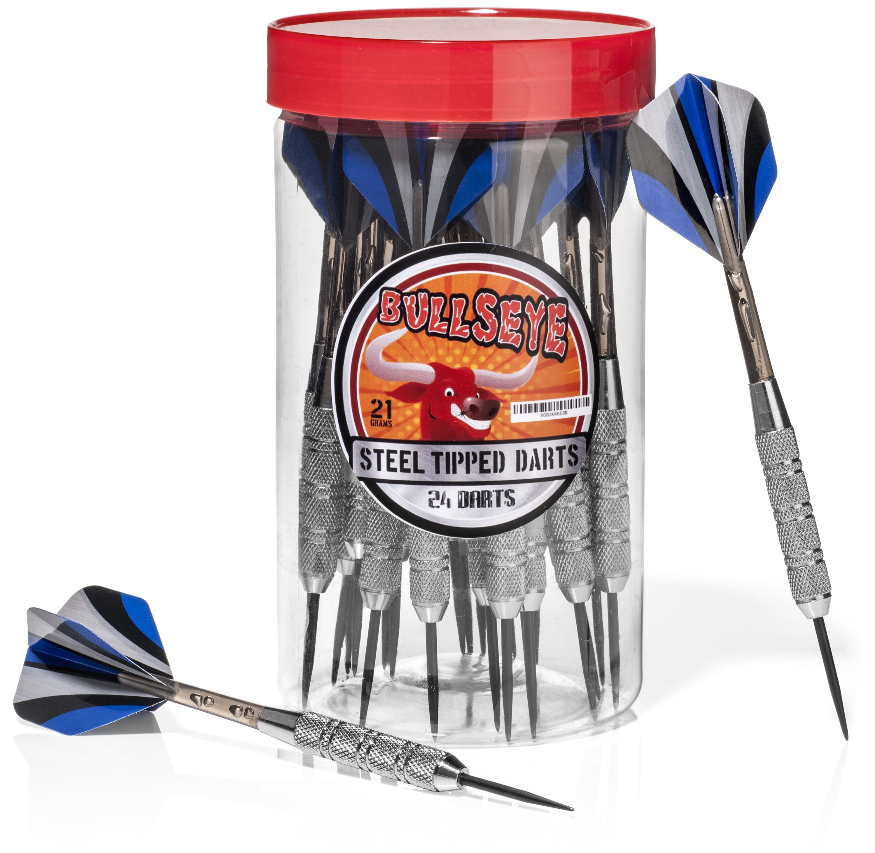 TopRated Steel Tip Darts in a jar with flights, 21 Grams (24 Pack) and