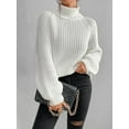 thumbnail image 3 of EYIIYE Chandail d'Automne Hiver pour Femmes à Manches Longues Col Roulé Tricoté chandail Couleur Unie Ourlet Fendu Long Tricoté Ample Décontracté Confortable, 3 of 8