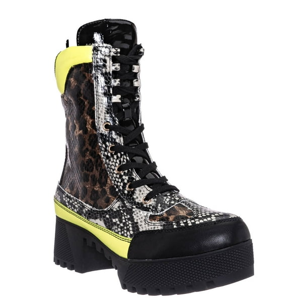 colorblock lug boots
