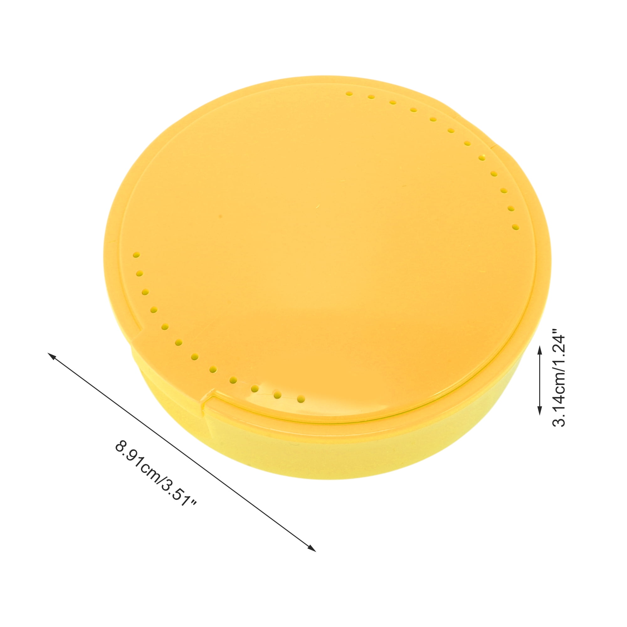 Unique Bargains Round Braces Box with Mirror 1 Pc Yellow