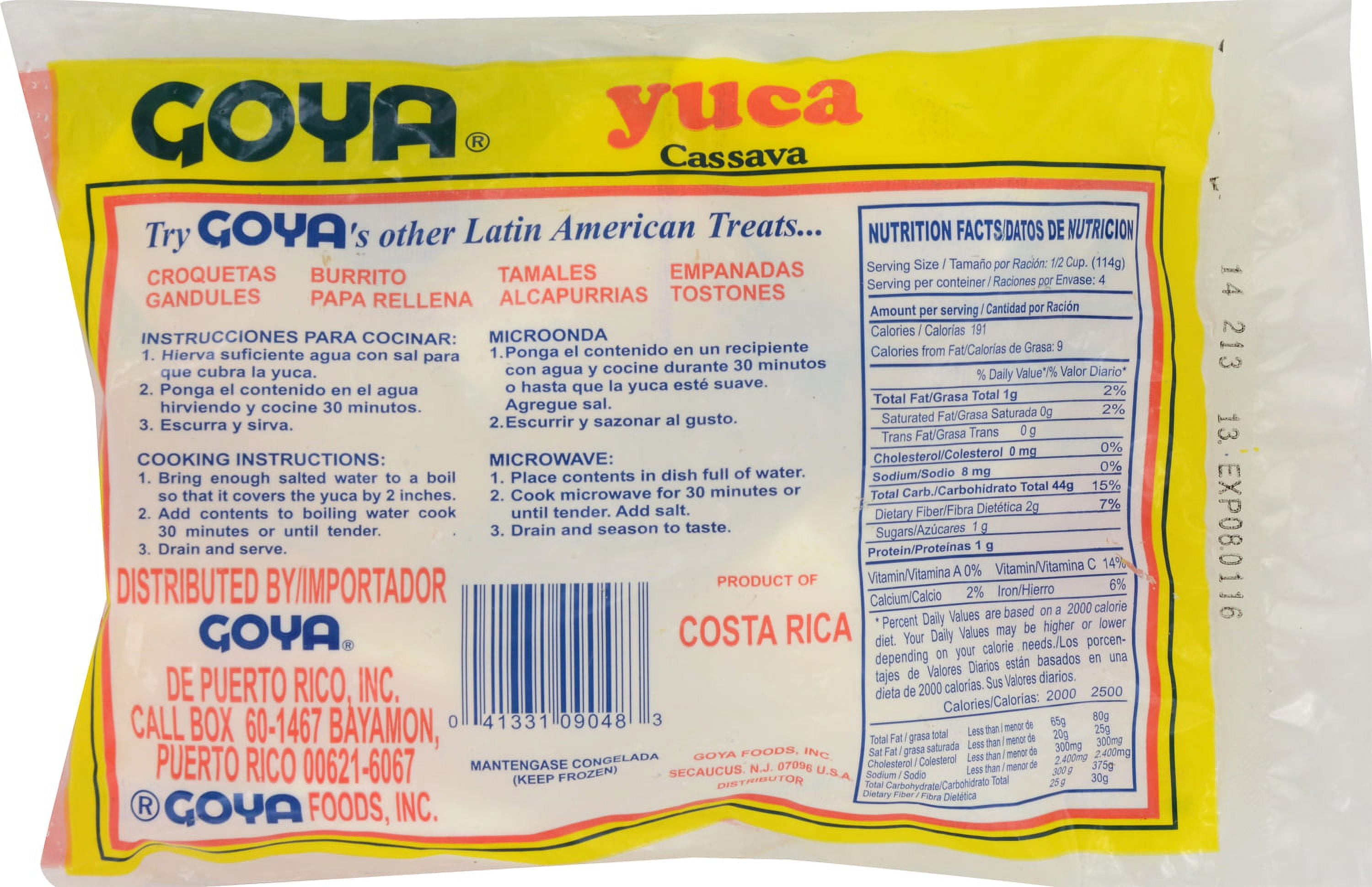 GOYA Frozen Yuca Pre-Peeled 18oz Bag