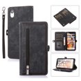 thumbnail image 1 of for iPhone XR Wallet Case for Women Men, iPhone XR Case, Flip Leather Shockproof Magnetic Zipper Pocket Wallet Purse Case w/Stand Card Slot Holder Wrist Strap for iPhone XR,Black, 1 of 9