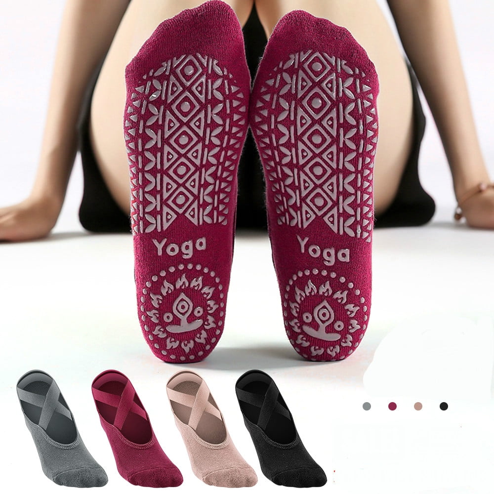 1 Pair Yoga Socks with Grips for Women, Non Slip Sticky Sock for