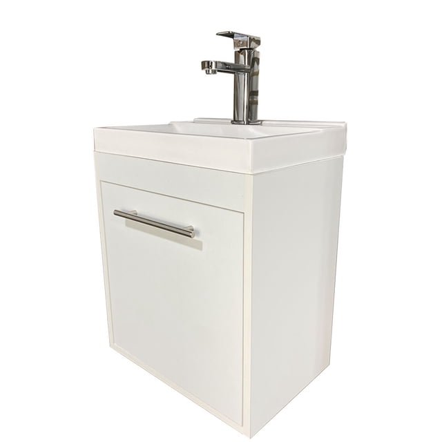 Gabinete Flotante para Baño con Llave Monomando y Lavamanos Blanco DECOMOBIL