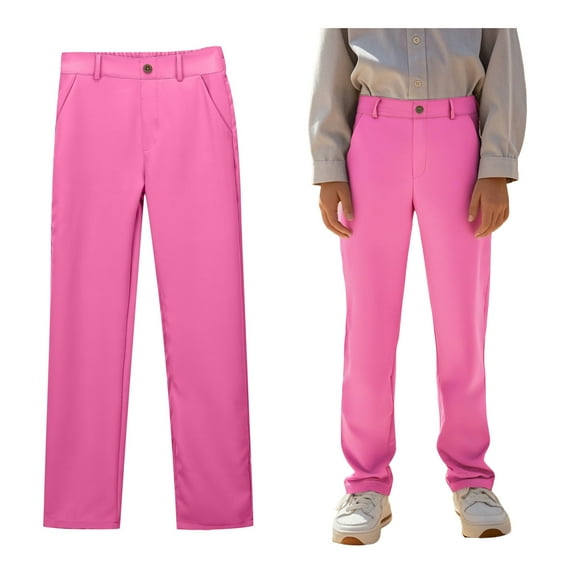Uniform Pants for Boys Pull On Chino Pants with Pockets Straight Pants Hot Pink Pants for Boys Back To School Outfits Kid Boys Pants 5-6 Years