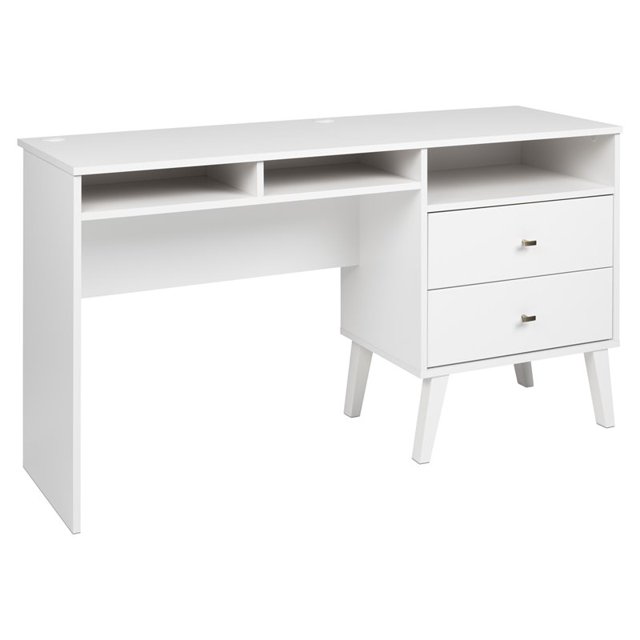 Pemberly Row Canada Bureau d'Ordinateur avec Rangement Latéral et 2 Tiroirs en Blanc