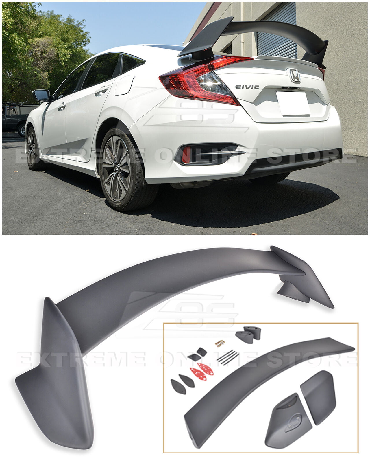 ABS Plastic T-Style Rear Ducktail Trunk Spoiler Wing Fits 17-18 Toyota C-HR