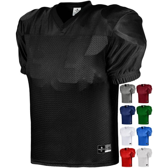 Exxact Sports Boys Football Practice Jersey - Pro-Style, Lightweight & Breathable Mesh Youth Football Jersey for Kids (Black, Youth Small / Medium)
