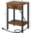 thumbnail image 2 of Set of 2 End Table with Charging Station, Narrow Side Table with USB Ports and Outlets, Nightstands with 2-Tier Storage Shelves, Sofa Table for Small Space Living Room Bedroom, 2 of 7