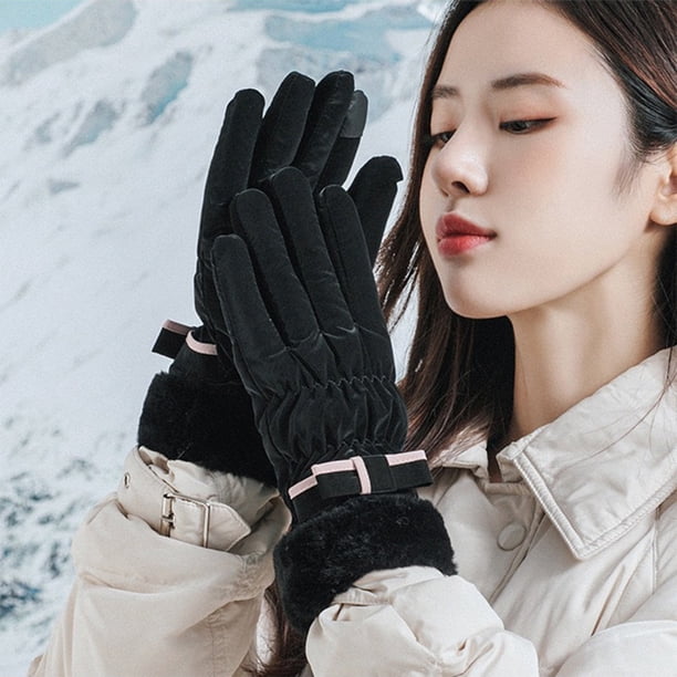 Herunwer Winter Warm Gloves for Women Cold-Weather Waterproof Windproof Touchscreen Snow Ski Gloves for Running Driving