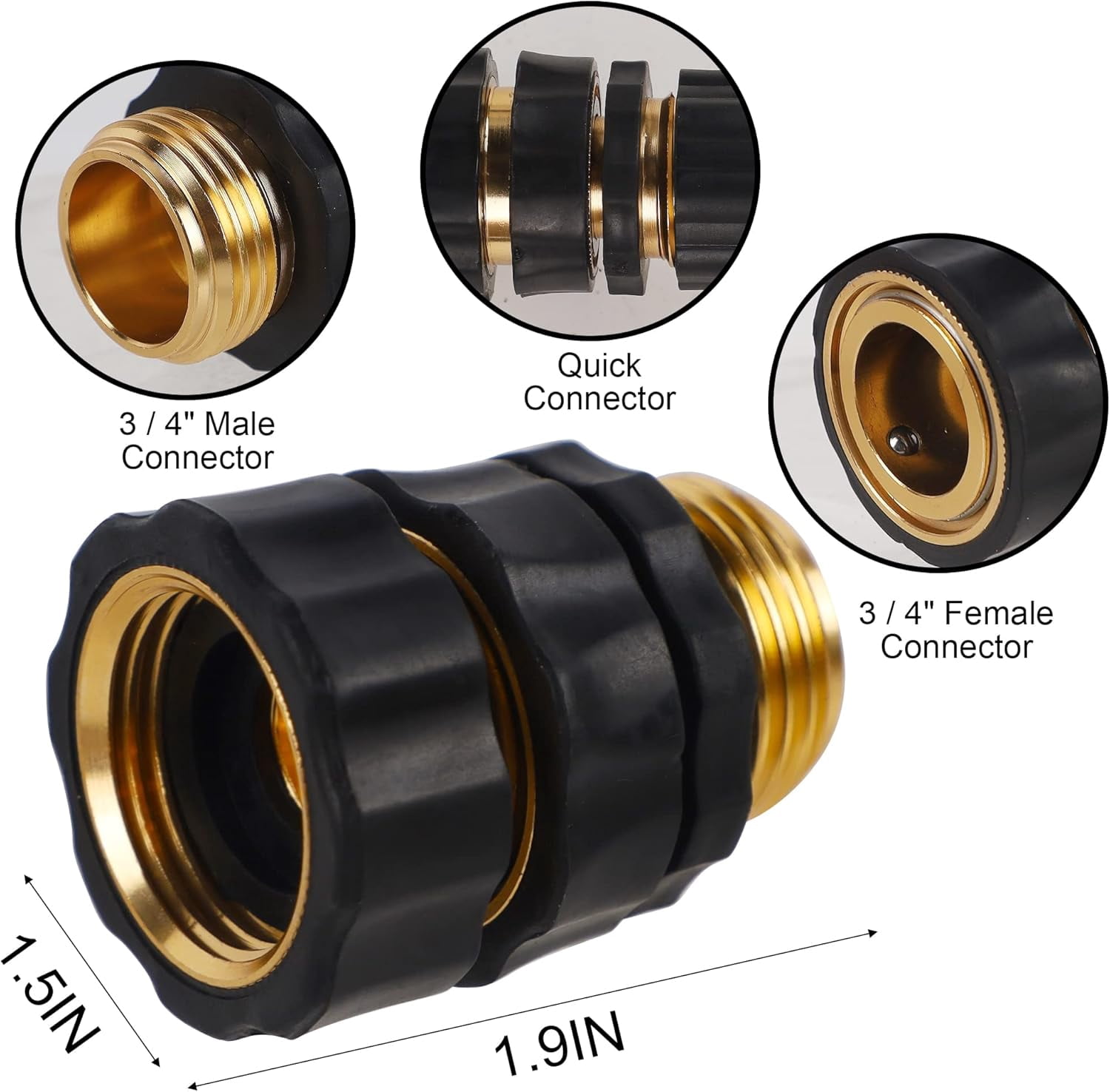 HRTGFD-3/4 Inch Garden Hose Quick Connector, Aluminum Male and Female Quick Connect Garden Hose Fittings, Quick Release Water Hose Connector Fitting (8 Pack)