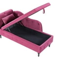 thumbnail image 4 of Aijia 60" Velvet Multifunctional Storage Chaise Lounge Buttons Tufted Nailhead Trimmed Solid Wood Legs with 1 Pillow (Red), 4 of 6