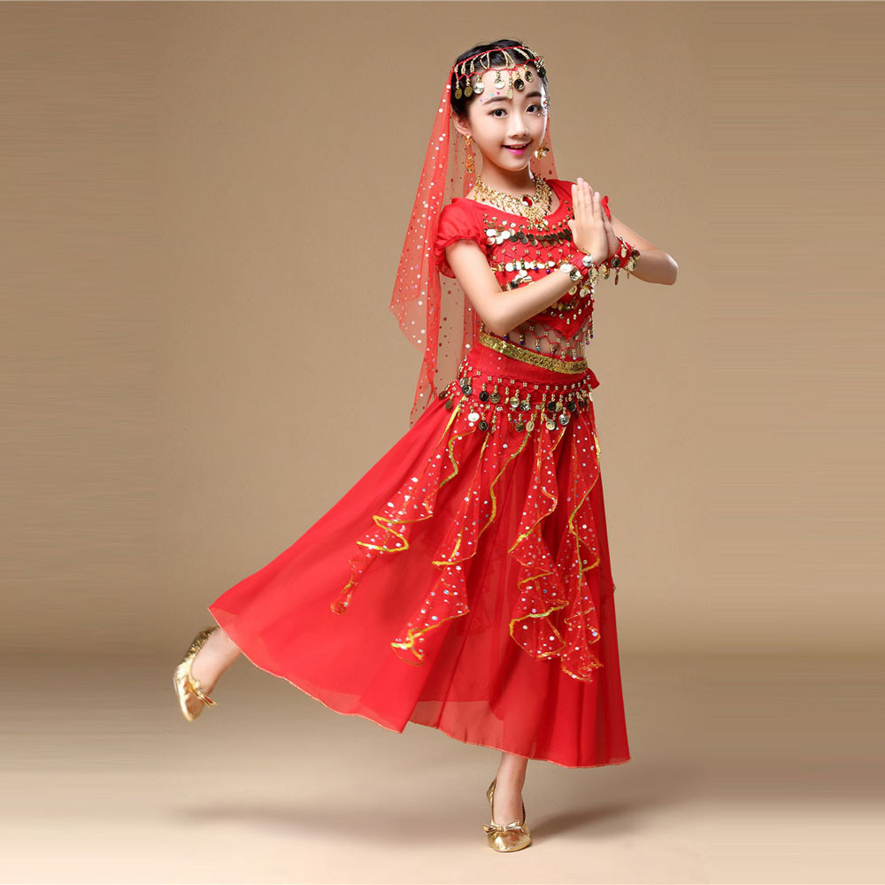 Hunpta Kids' Girls Belly Dance Outfit Costume India Dance Clothes Top+Skirt - image 3 of 9