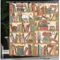 thumbnail image 4 of Ambesonne Colorful Shower Curtain, Nerd Bohem Cat Kitten, 69"Wx84"L, Multicolor, 4 of 5