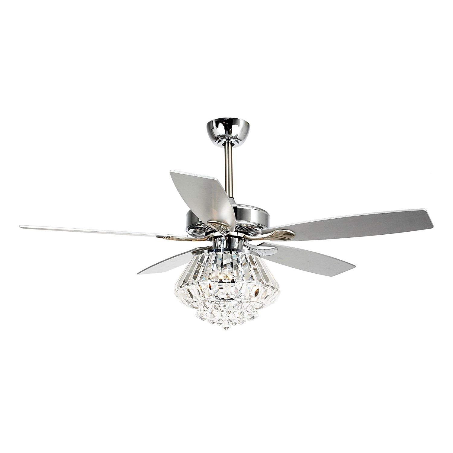 52" Crystal Ceiling Fan Light Chandelier w/LED Light Remote Retractable Brown 