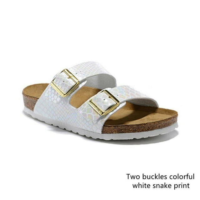 YOYO womens Soft Footbed - Leather,Colorful white snake pattern(US 7-7.5/EU 38)