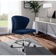 thumbnail image 2 of Meridian Furniture Finley Chaise de Bureau Pivotante Réglable en Velours Marine et Chrome, 2 of 6